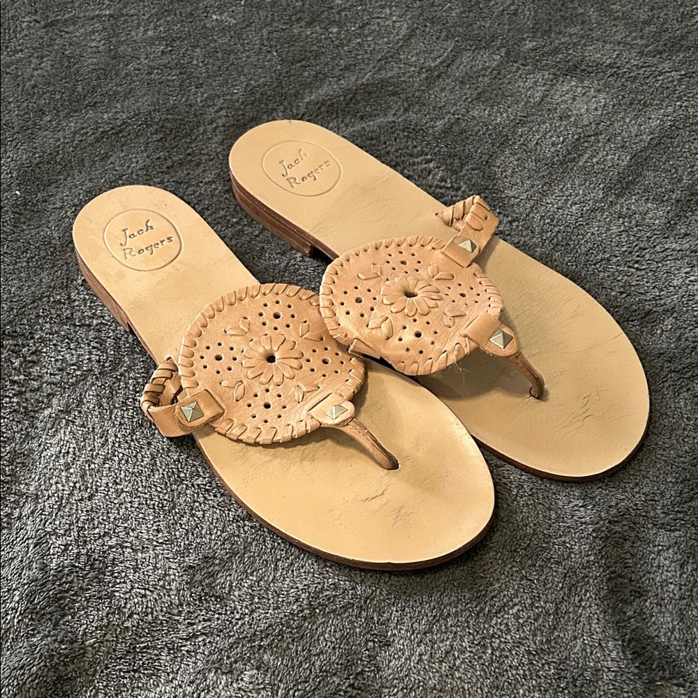 Jack Rogers Beige Leather Sandals
